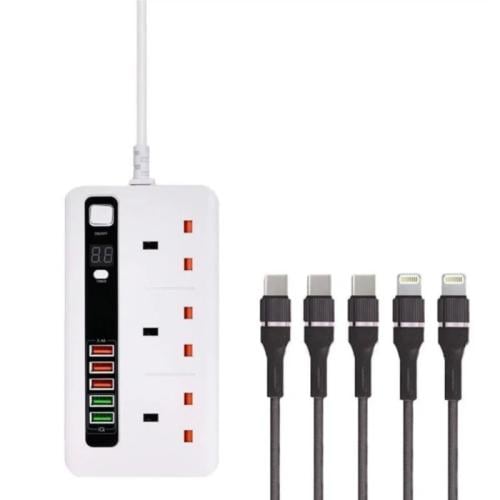 توصيلة كهربائية ذكية 3 متر مع مؤقت و5 كيابل آيفون...