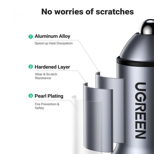 شاحن سيارة بمنفذ PD ومنفذ USB قوة 52 واط من يوجرين