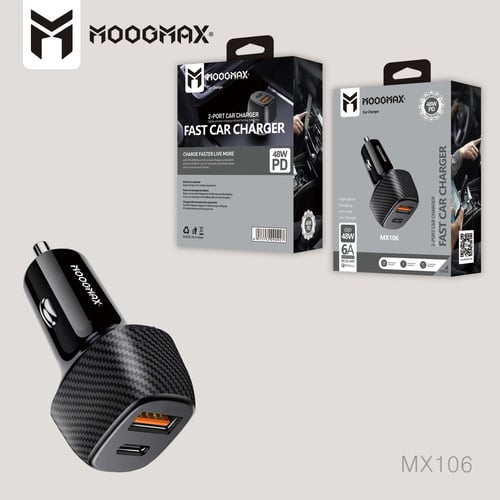 MOOGMAX شاحن سيارة 48W منفذين USB + PD