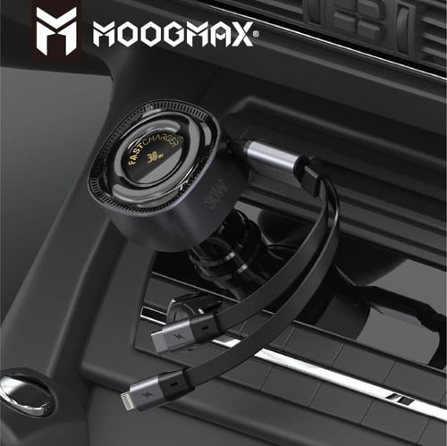 MOOGMAX شاحن سيارة 30W بكيبل متصل PD + IPHONE