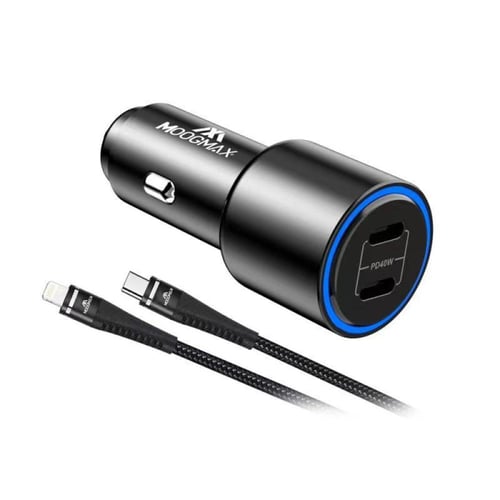 MOOGMAX شاحن سيارة 50W منفذين PD + كيبل TYPC2