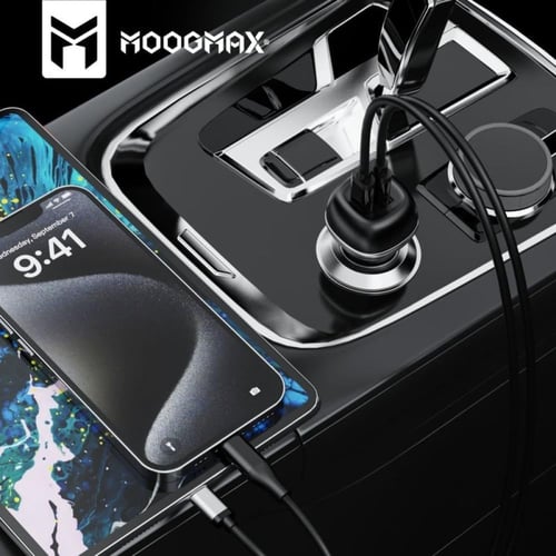 MOOGMAX شاحن سيارة 60W منفذين PD + كيبل PD TO PD 2...