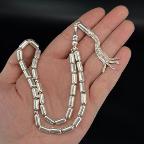 سبحة فضة اسطوانية عيار 925