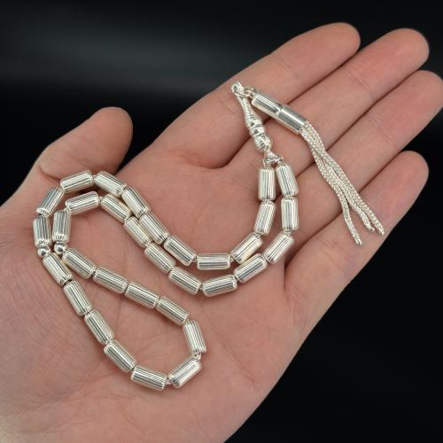 سبحة فضة اسطوانية عيار 925