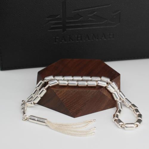 سبحة فضة أسطواني عيار 925 بوزن21جرام