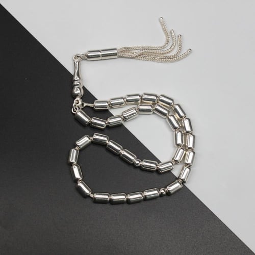 سبحة فضة أسطواني عيار 925 بوزن21جرام