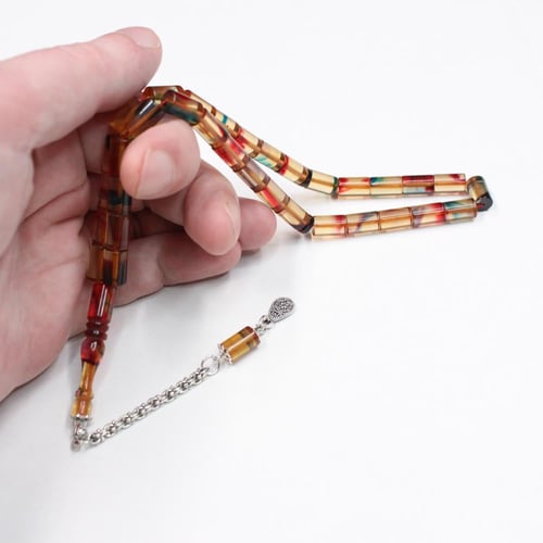 سبحة فاتوران عسلي فاتح معتق – كركوشة معدنية أنيقة