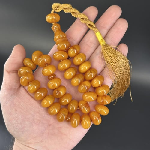سبحة مسكي أصفر عسلي – خرز مضغوط