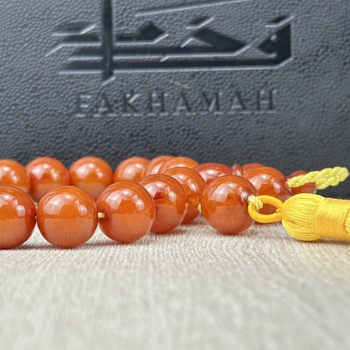 سبحة مسكي عسلي داكن بخرز دائري