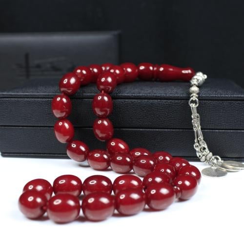 مسباح مسكي باللون الكرزي , كركوشة معدنية