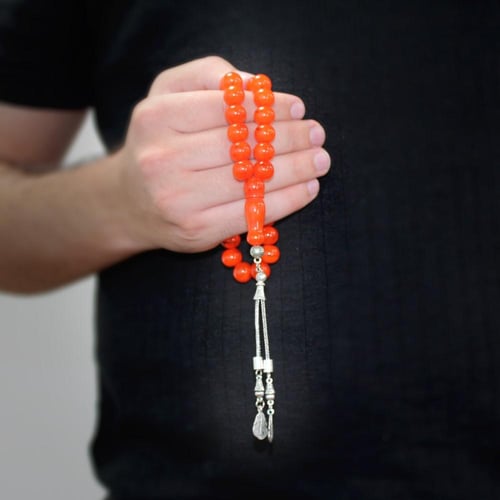 مسباح مسكي برتقالي بتصميم مميز بفواصل فضية