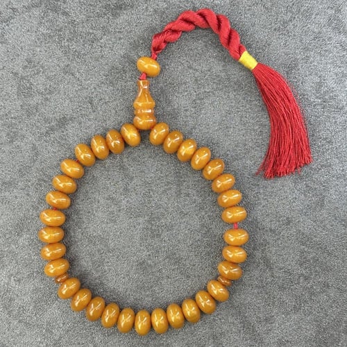 سبحة مسكي أصفر عسلي – خرز مضغوط