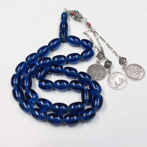 سبحة فاتوران بلون أزرق براق مع شرابة مزيج من الانت...