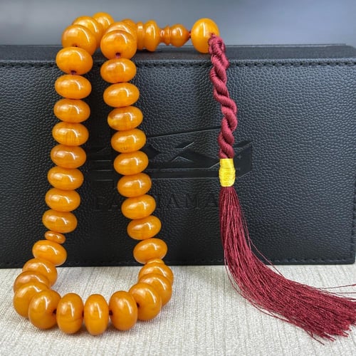 سبحة مسكي أصفر عسلي – خرز مضغوط