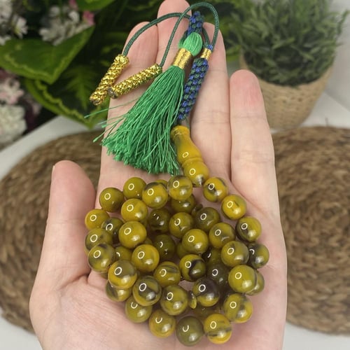 مسباح مسكي أخضر زيتي مموج