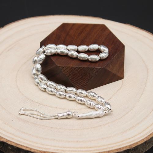 سبحة فضة بيضوي عيار 925 بوزن 23 جرام