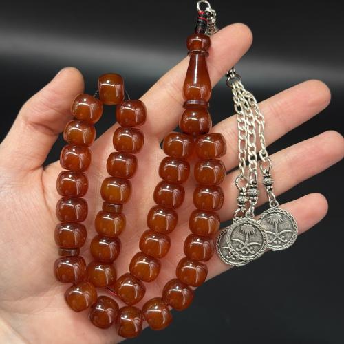 سبحة بكلايت عسلي أسطواني مضغوط - 33 خرزة