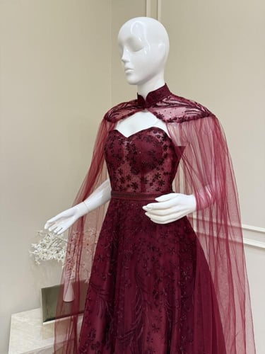 فستان سهرة برغندي