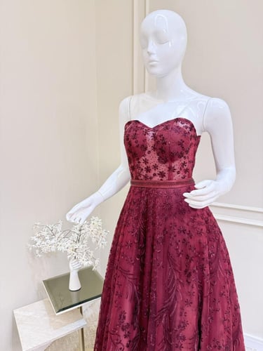 فستان سهرة برغندي