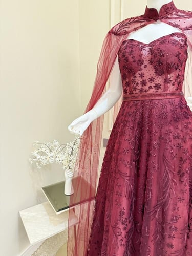 فستان سهرة برغندي