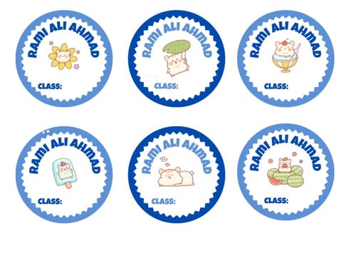 ستيكر لاصق ل إسم الطالب/ة (٤٨ حبة) ، نموذج اللطافة