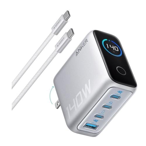 شاحن جداري أنكر (Anker) بقوة 140 واط بـ 4 منافذ وش...