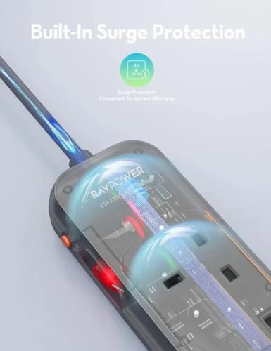 توصيلة كهربائية راف باور 6 منافذ بطول 2 متر