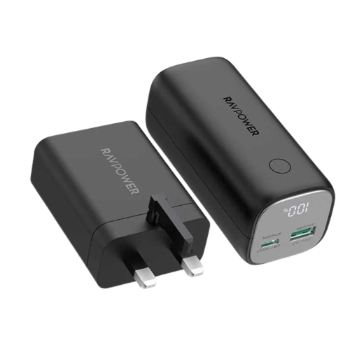 طقم RAVPower 2 في 1 باور بانك وشاحن PD 65 واط