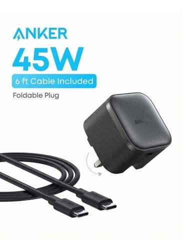 شاحن جداري انكر نانو 45 واط USB-C مع كابل تايب سي...