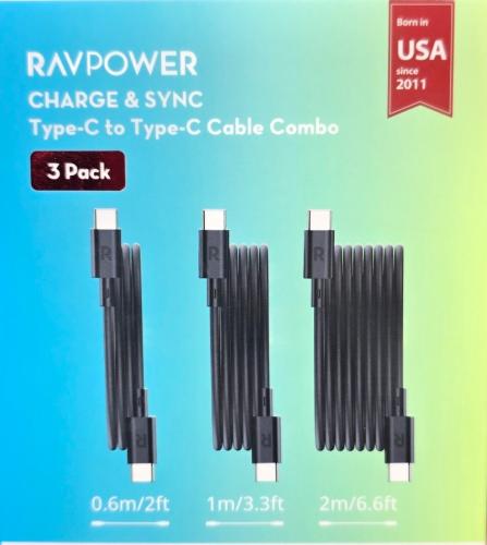حزمة كيابل شحن ونقل بيانات RAVPower USB-C إلى USB-...
