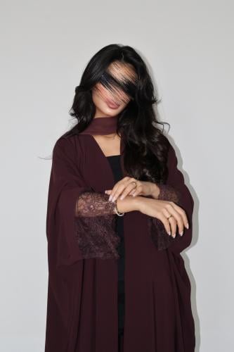 51 عبايه نص بشت كريب فاخر مع تداخل دانتيل (امكانيه...