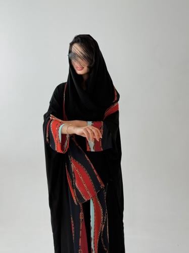 55 عبايه نص كلوش شيفون (جورجيت) مبطن