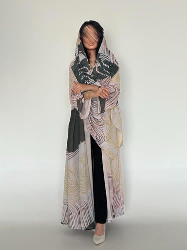 عباية نصف كلوش شيفون ياباني مبطن( أمكانيه طلب تغيي...