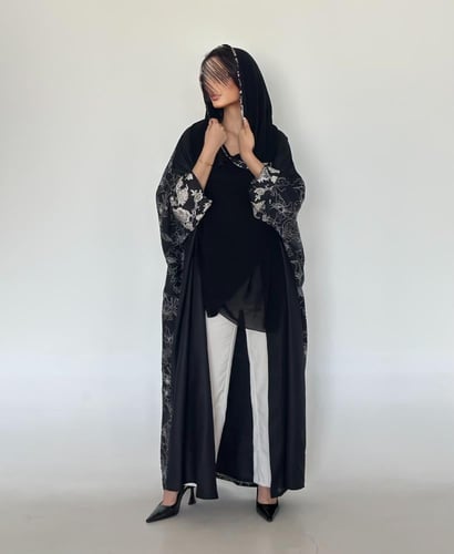 عباية نص بشت لينن اسود . إمكانية تغيير القصه إلى ن...