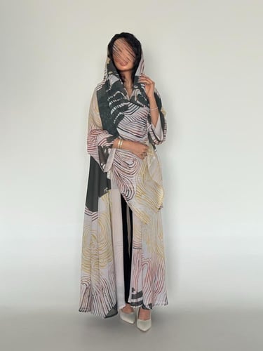 عباية نصف كلوش شيفون ياباني مبطن( أمكانيه طلب تغيي...