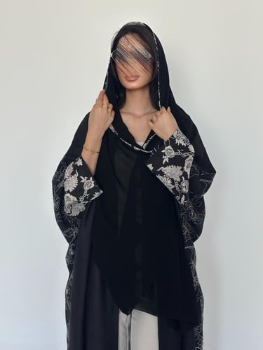 عباية نص بشت لينن اسود . إمكانية تغيير القصه إلى ن...