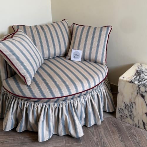Round striped sofa