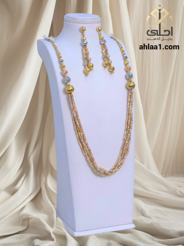 عقد وحلق الدرويكا مطلي مطابق للذهب