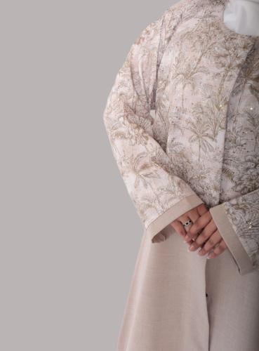 Linen abaya embroidered with plain linen