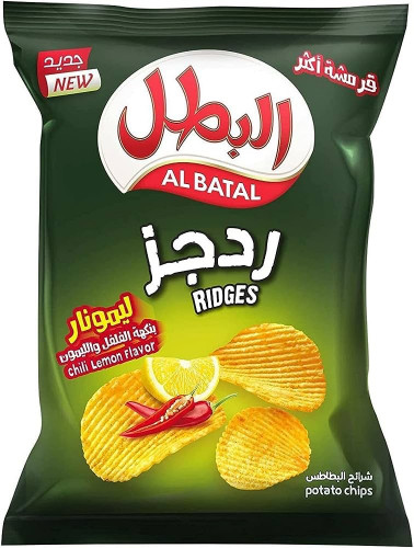 بطاطس البطل ردجز بنكهة الفلفل و الليمون ليمونار 15...