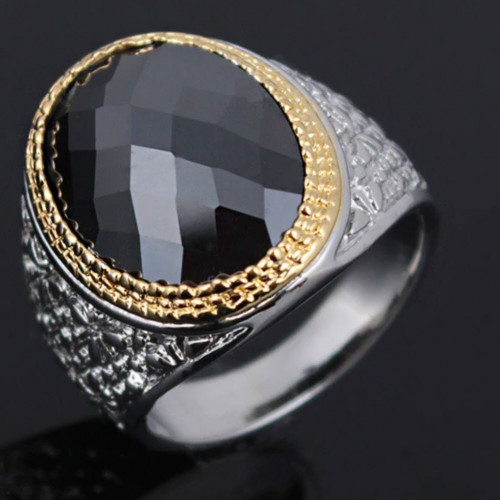 خاتم رجالي مطلي بالفضة مقاس 8