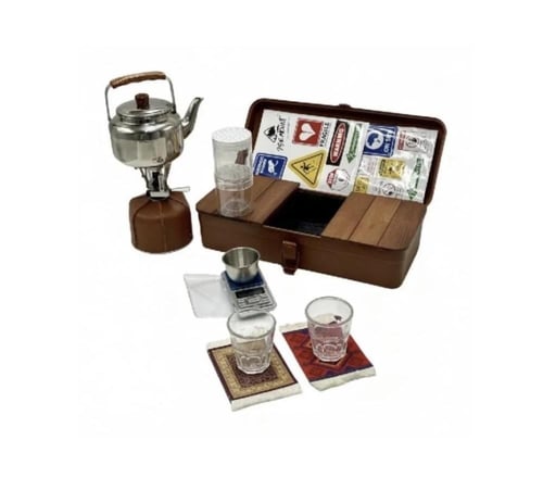 عزبة الشاي حديد لون بني عزبة شاي مختصة (14 قطعة) م...