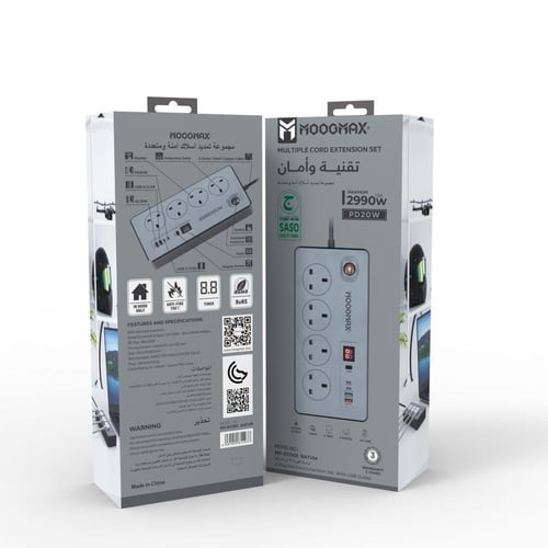 توصيل كهربائية 4 منافذ مع منفذين يو اس بي ومنفذين...