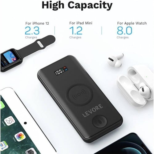 شاحن متنقل من ليفوري لاسلكي لساعات والهواتف وسلكي...