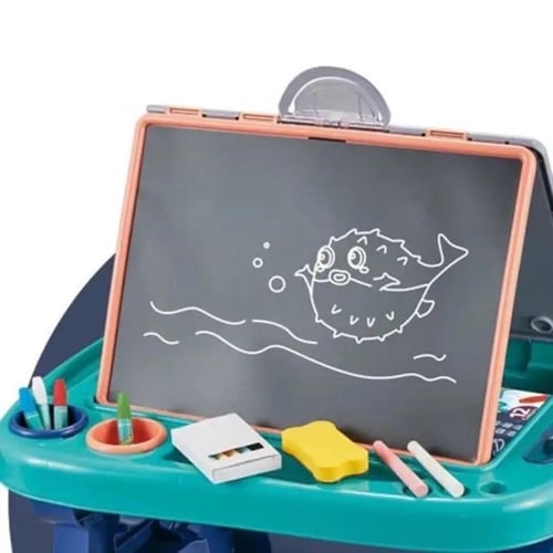 طاولة الدراسة ولوح بوجهين للرسم وتعليم للاطفال