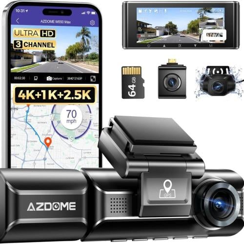 داش كام M550 MAX مكثفات ثلاث كاميرات داخلي وامامي...