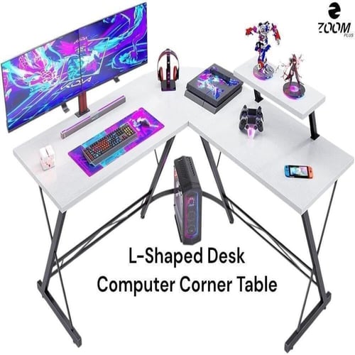 مكتب كمبيوتر بتصميم أنيق على شكل حرف "L" طاولة ألع...