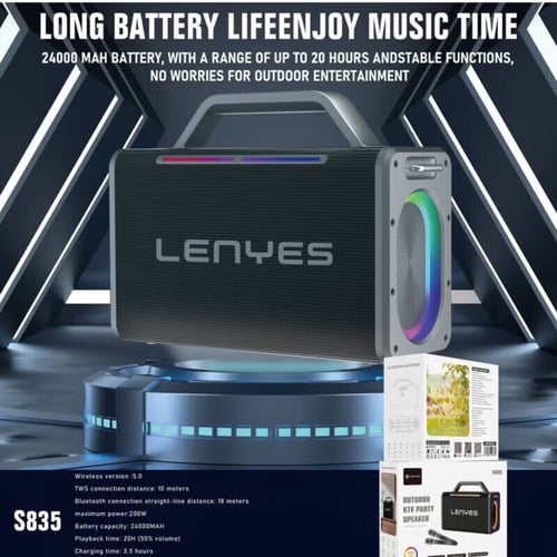 مكبر صوت بلوتوث لاسلكي Lenyes S835، قوة 200 وات، م...