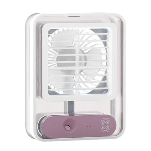 مروحة صغيرة مع رذاذ وإضاءة LED من KRAWN تعمل باللم...