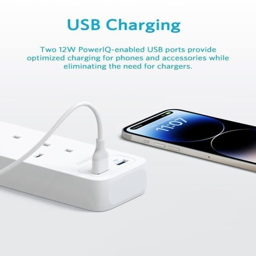 توصيلة انكر 4 منافذ طاقة مع منفذين USB ضمان سنتين...